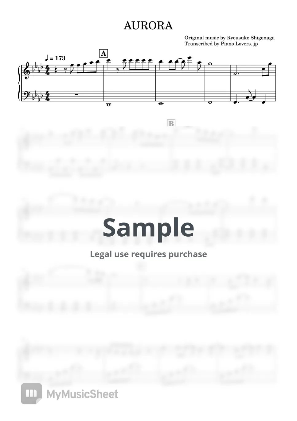 Eir Aoi AURORA (Mobile Suit Gundam AGE) Sheets by Piano Lovers. jp