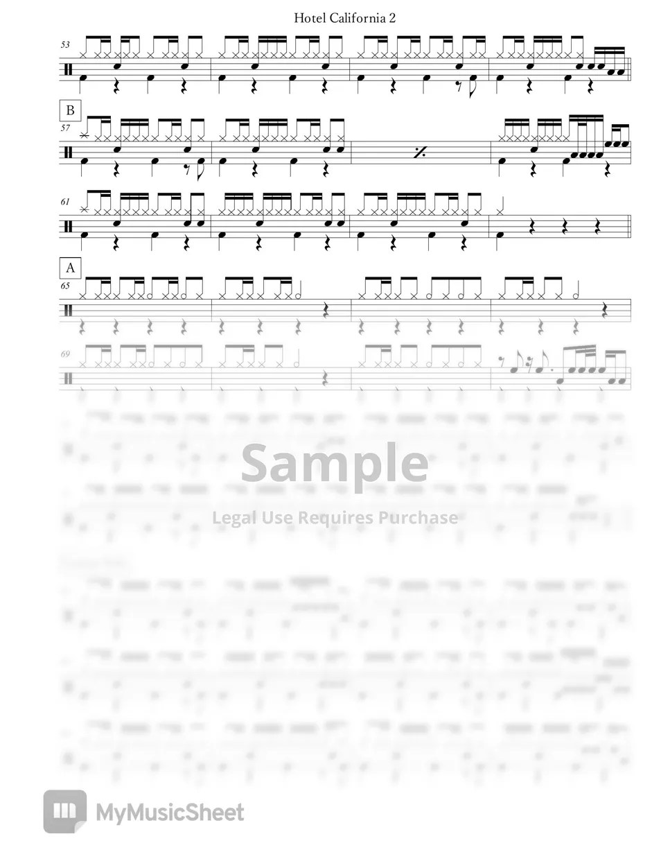 The Eagles Hotel California 악보 by Arkadia Drums
