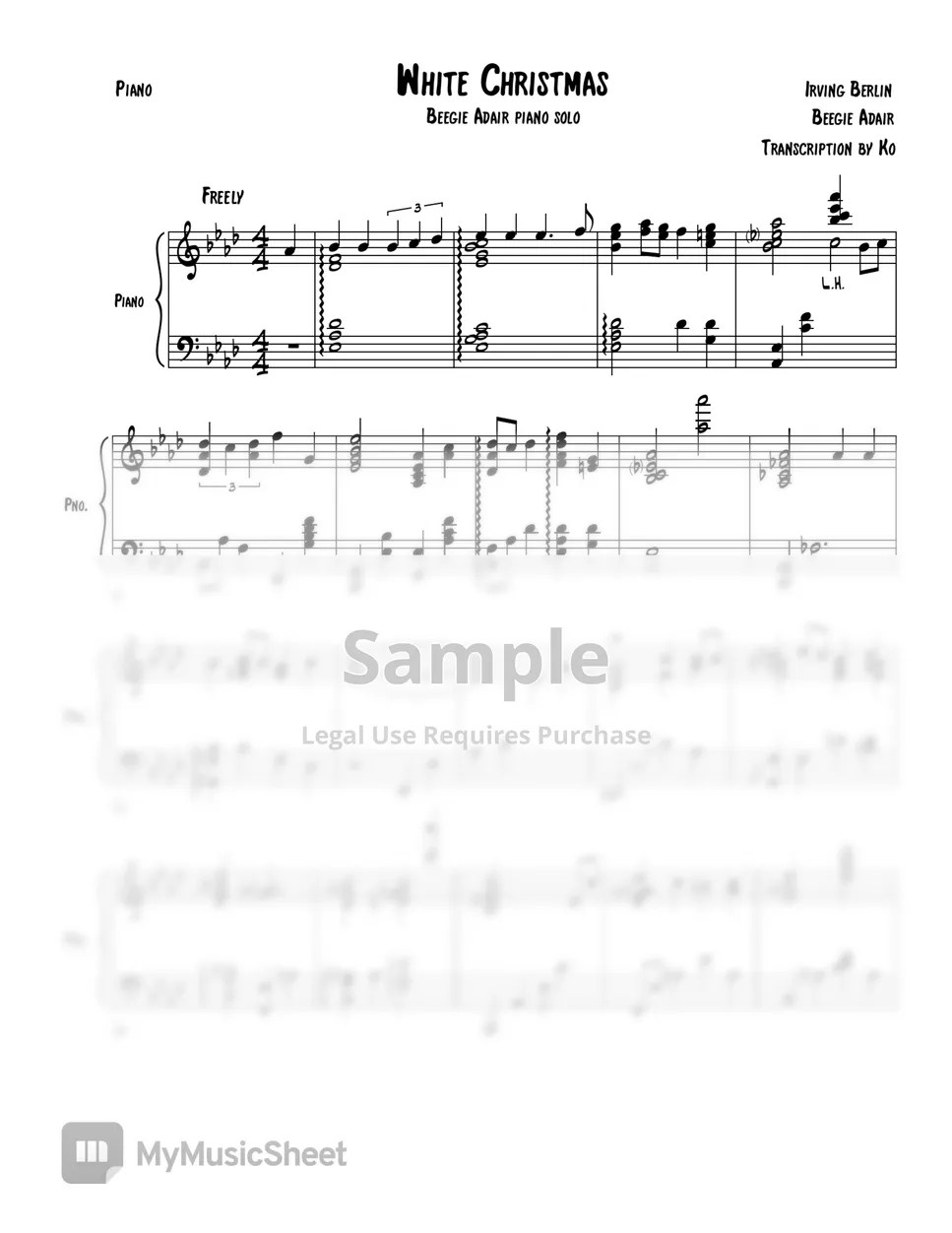 Irving Berlin White Christmas (Beegie Adair/ Piano / Jazz / Christmas