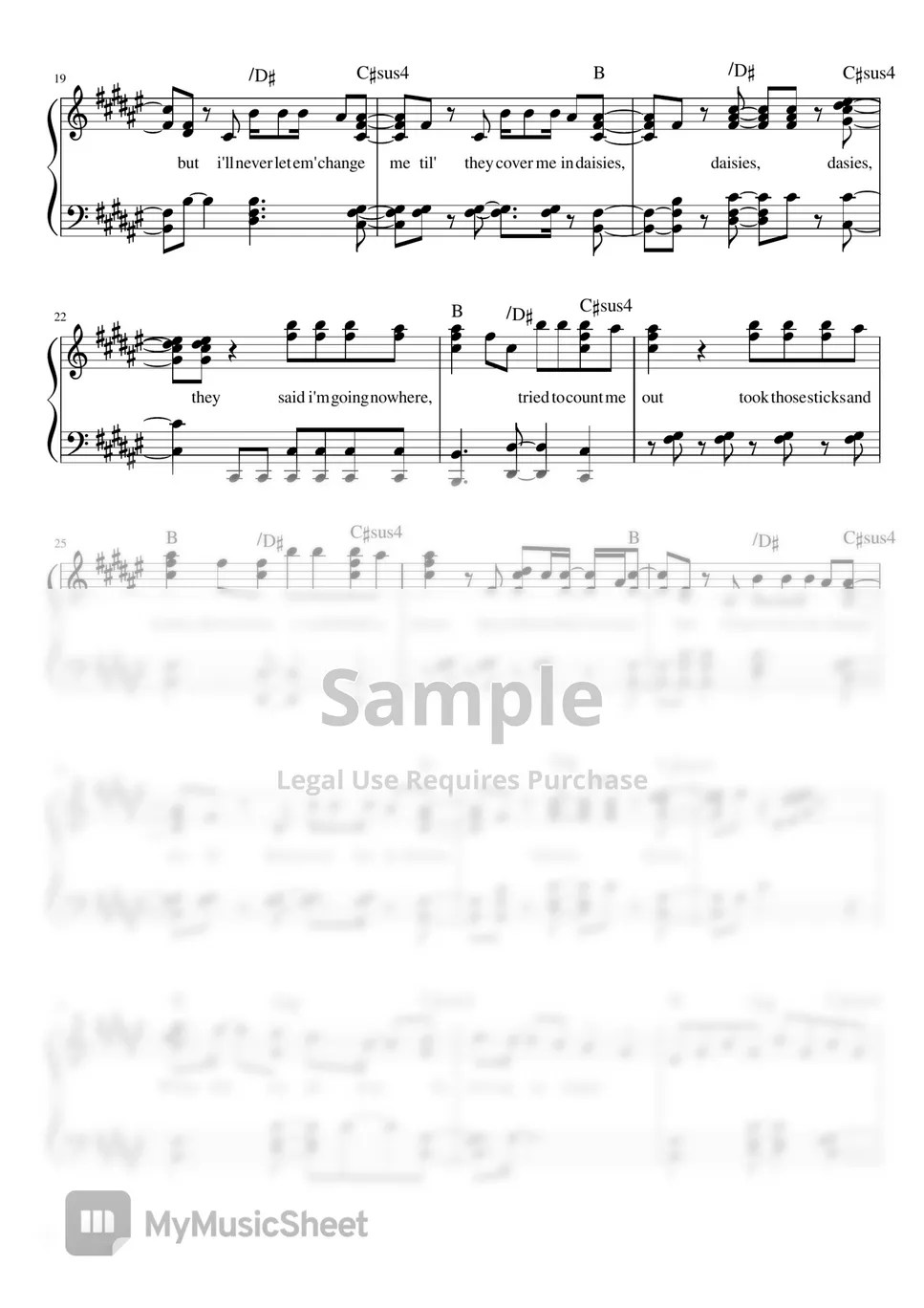 Katy Perry Daisies Sheet by Mindpiano