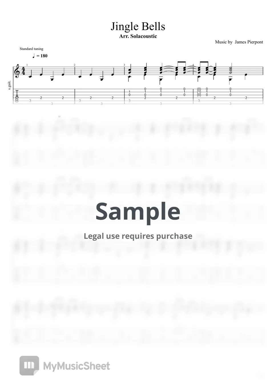 James Pierpont Jingle Bells Sheets by Solacoustic