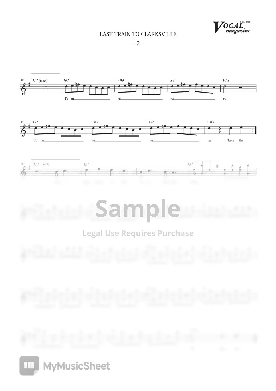 The Monkees LAST TRAIN TO CLARKSVILLE (VOCAL MAGAZINE) Sheets by Far