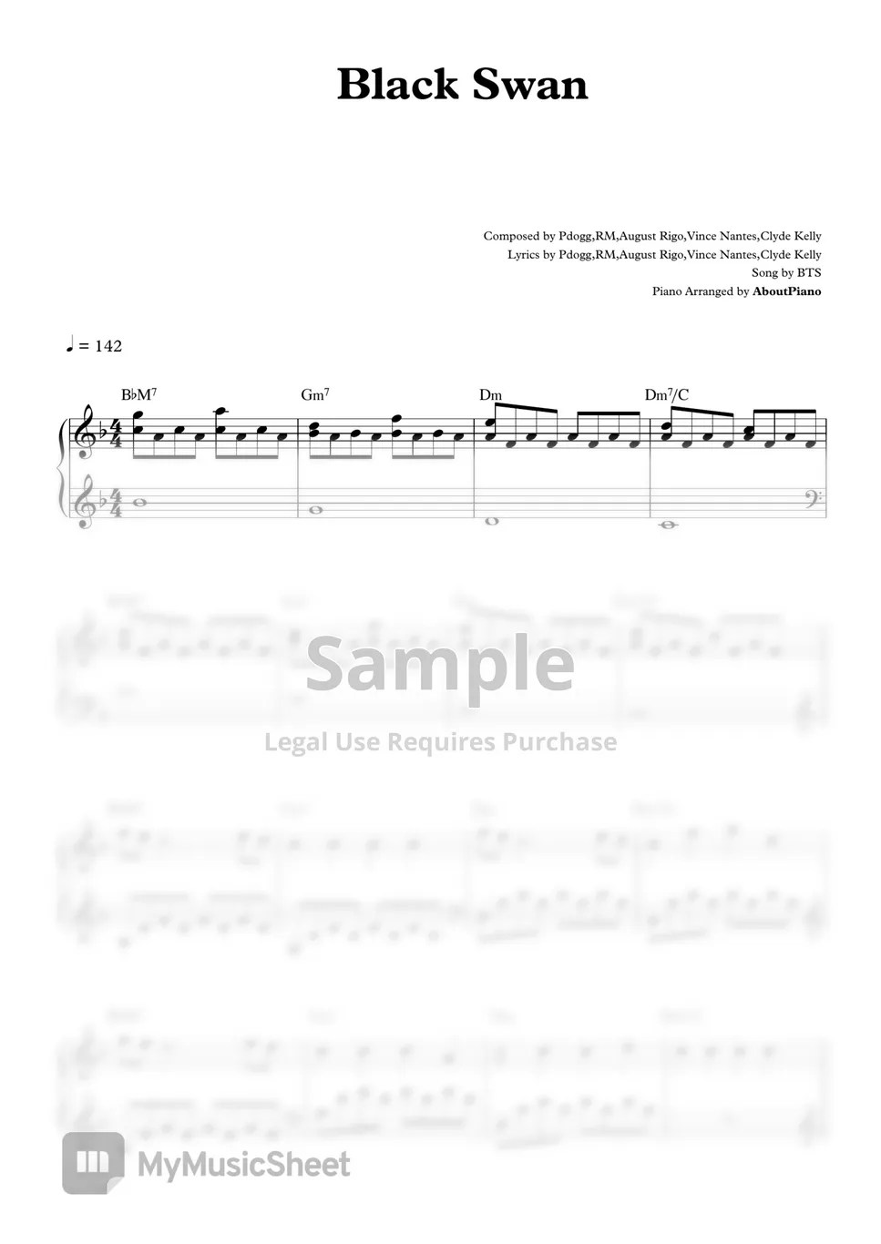 BTS 블랙 스완(Black Swan) แผ่น by 247 Kpop Piano