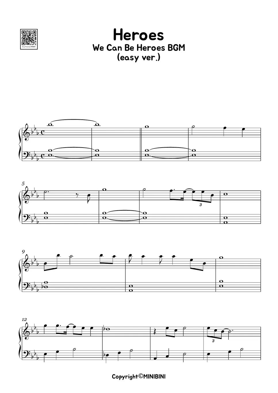 Heroes Song [We Can Be Heroes OST Netflix ] (Easy Version) Sheet by MINIBINI