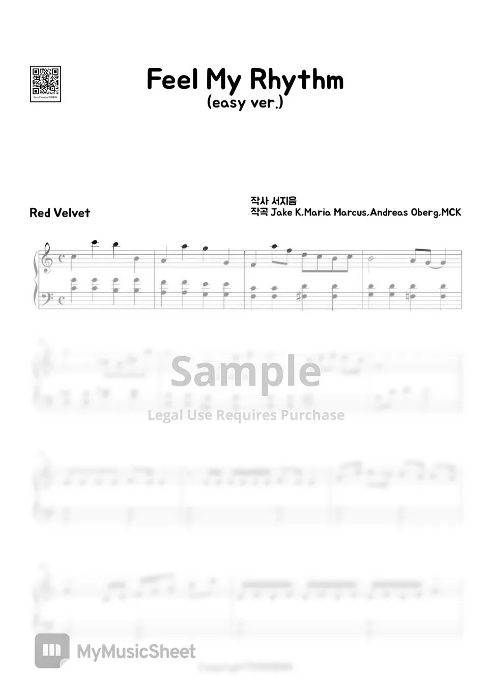 Red Velvet (레드벨벳) Feel My Rhythm (Easy Version) Sheets by MINIBINI