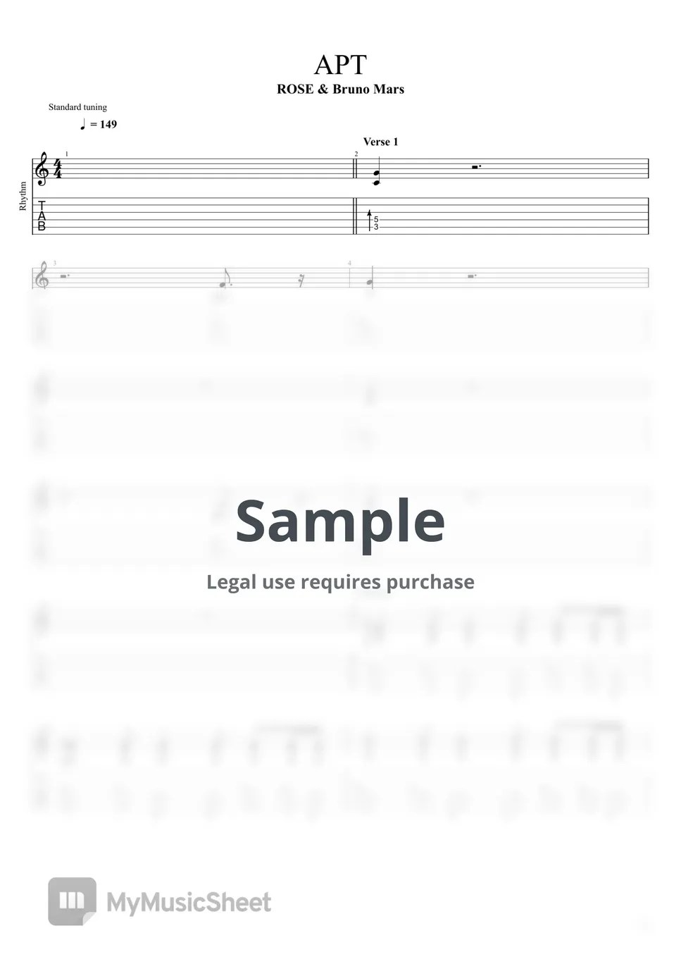 ROSÉ & Bruno Mars APT. Tab + 1staff by Rob Ethereal