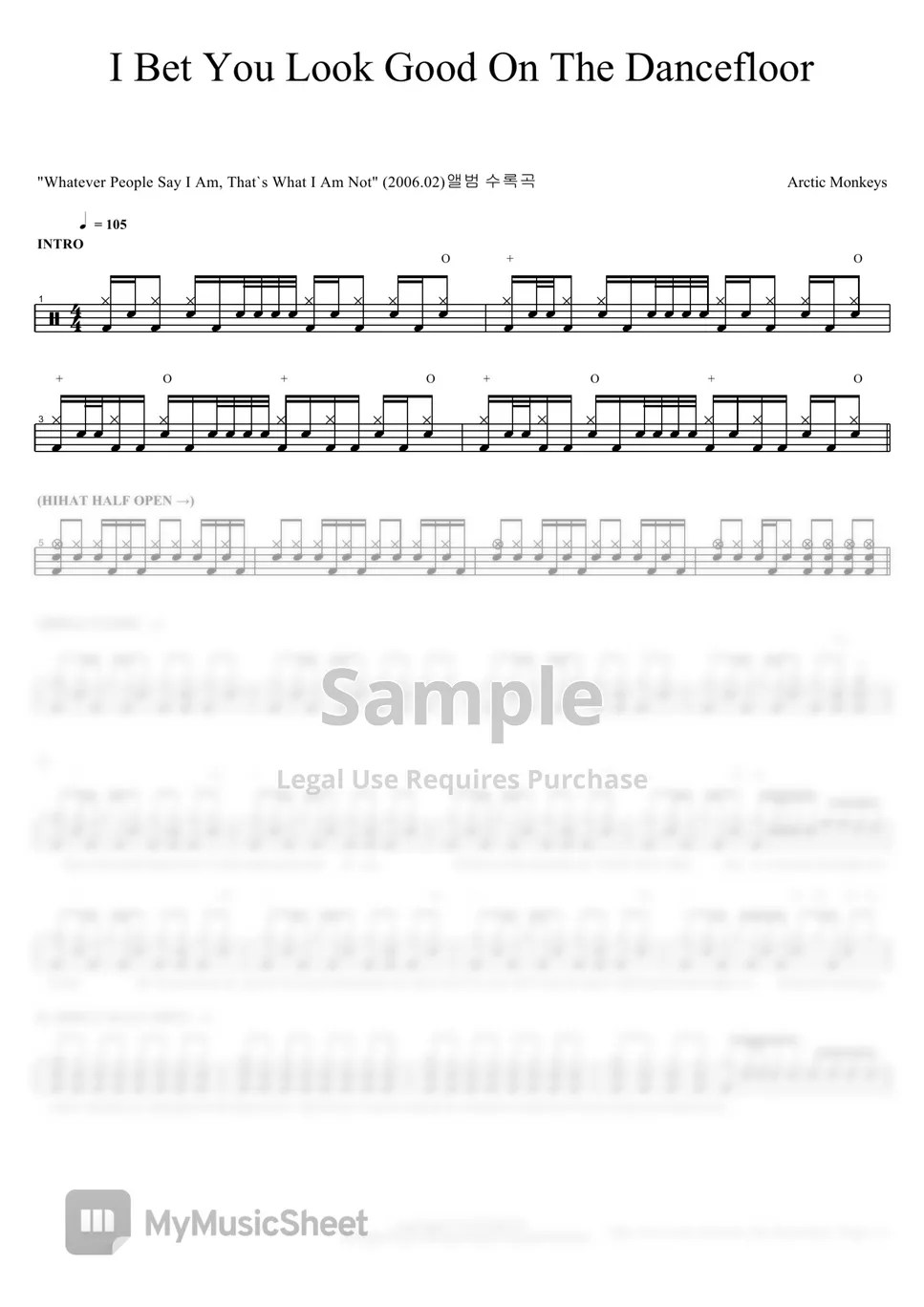 Arctic Monkeys I Bet You Look Good On The Dancefloor 악보 by COPYDRUM