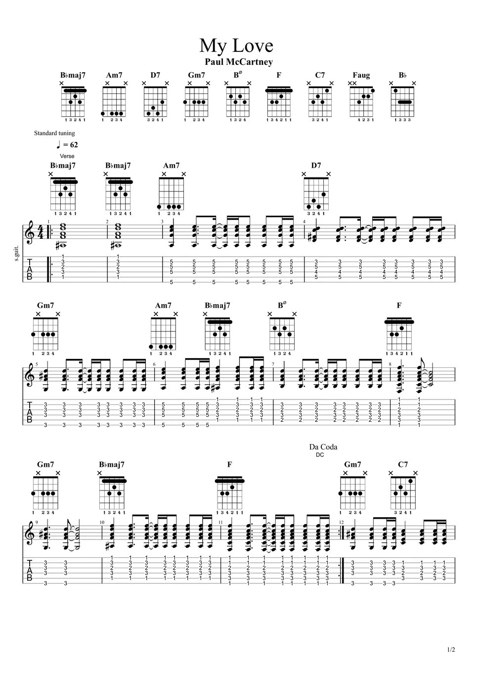 Paul McCartney My Love Tab + 1staff by 승유니크