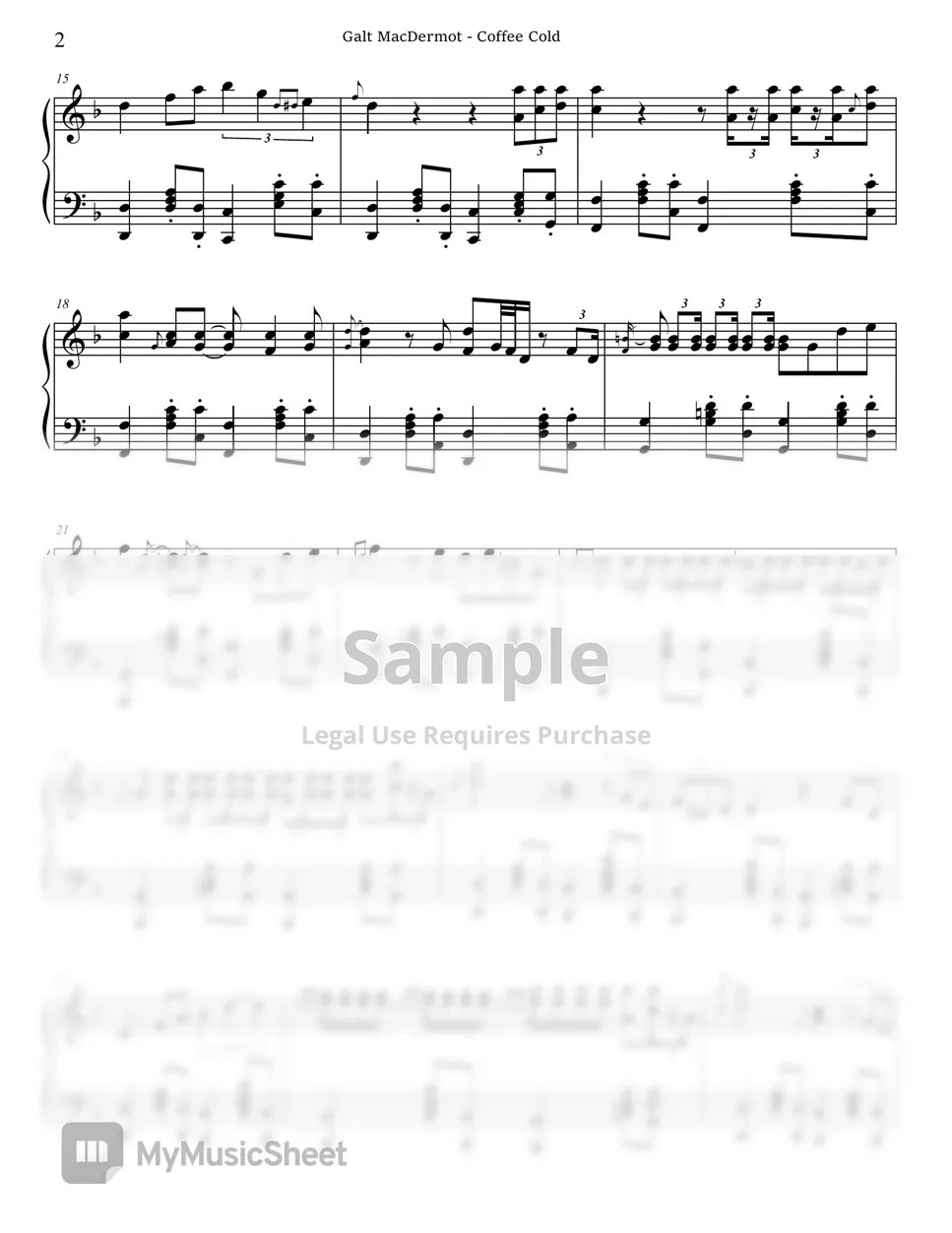 Galt MacDermot Coffee Cold (piano solo) Sheets by Jan Koláček