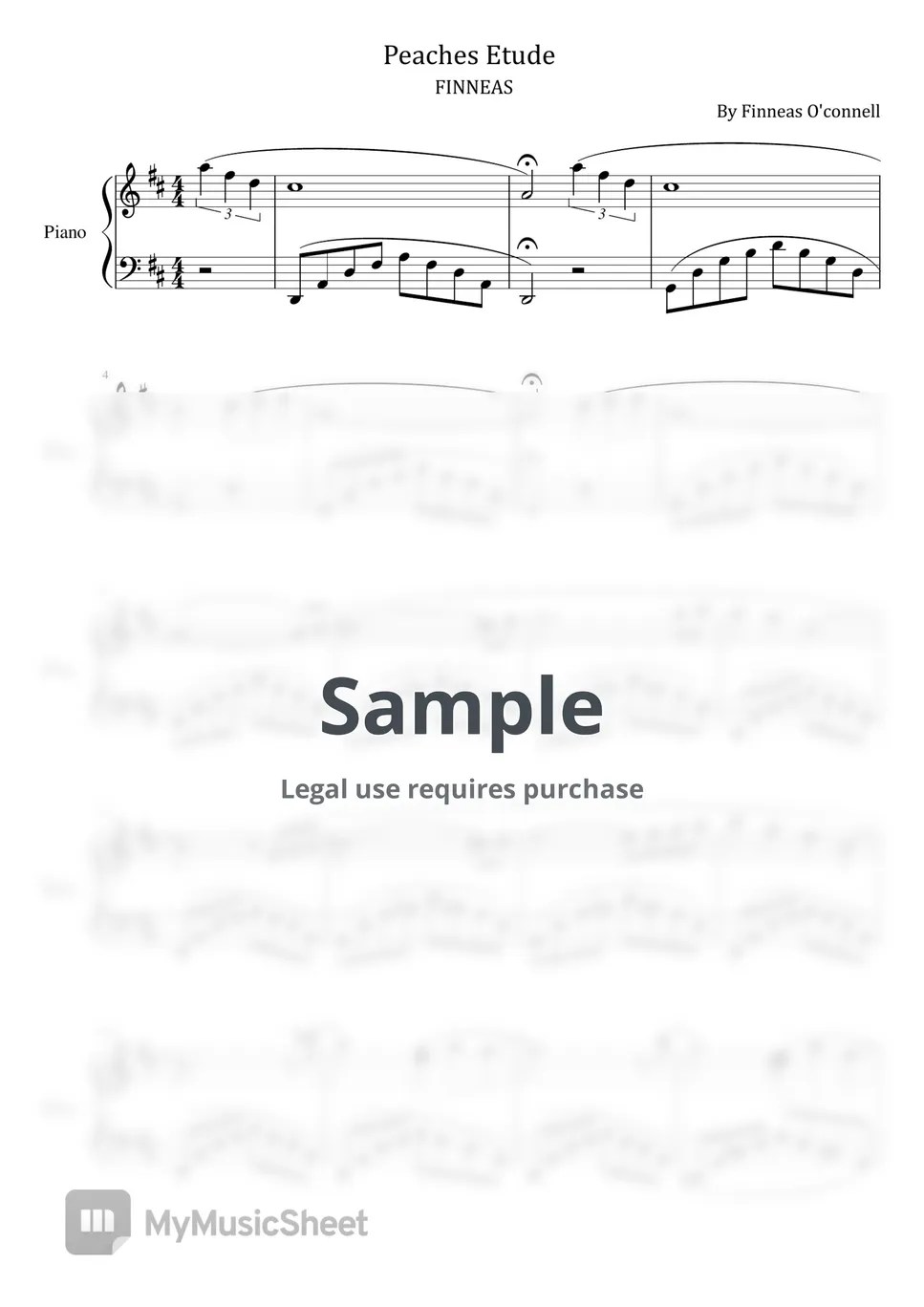 Finneas O'connell Peaches Etude (Finneas For Piano Solo) Sheets by poon