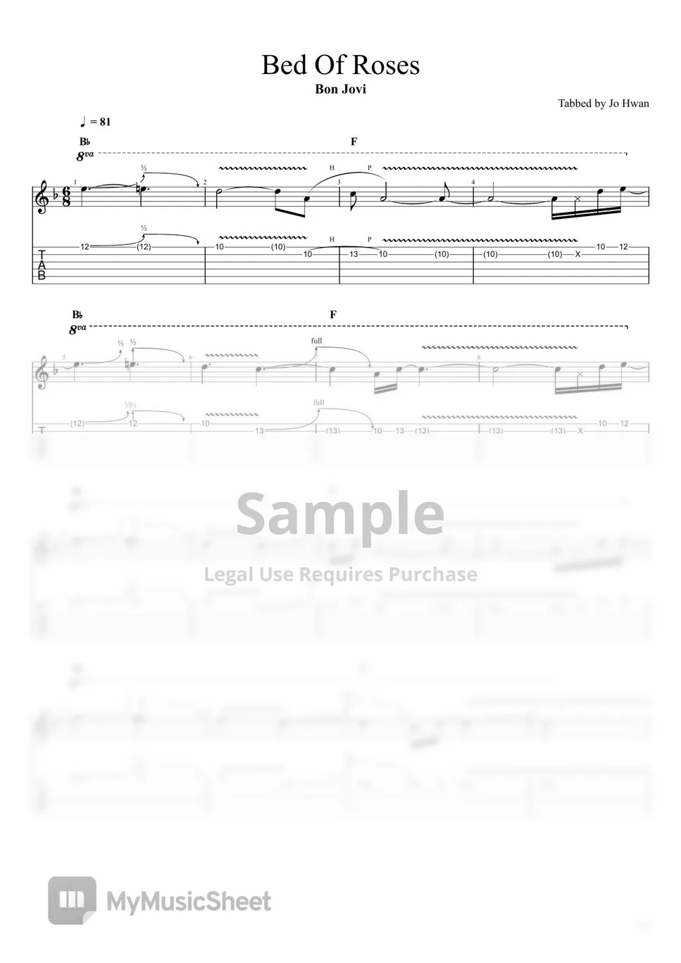 Bon Jovi Bed Of Roses Tab + 1staff by Jo Hwan