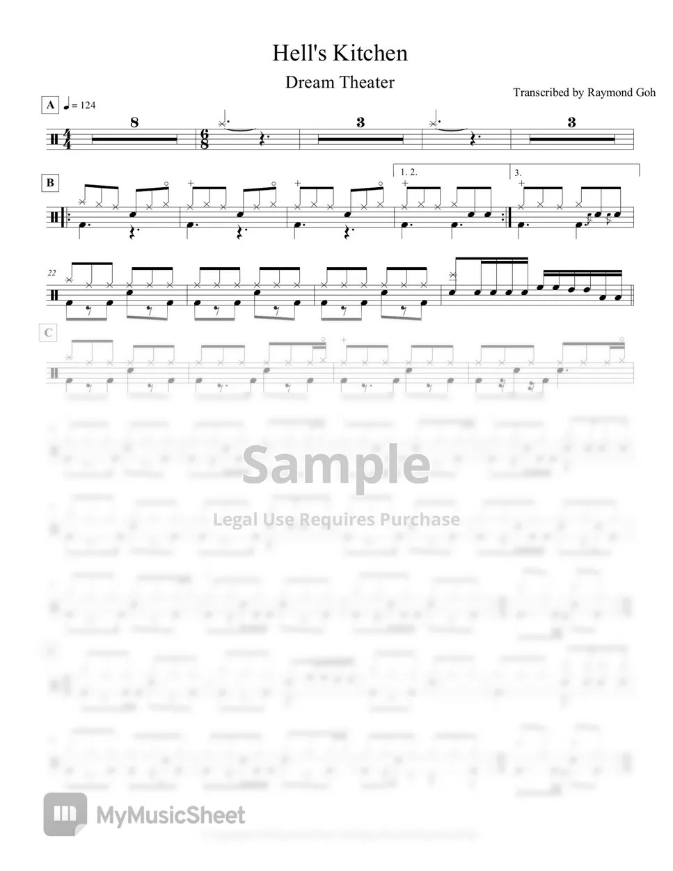 Dream Theater Hell's Kitchen 악보 by Raymond Goh