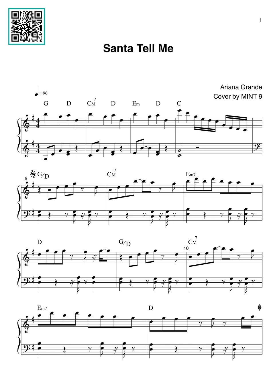 Ariana Grande Santa Tell Me Sheets by MINT 9