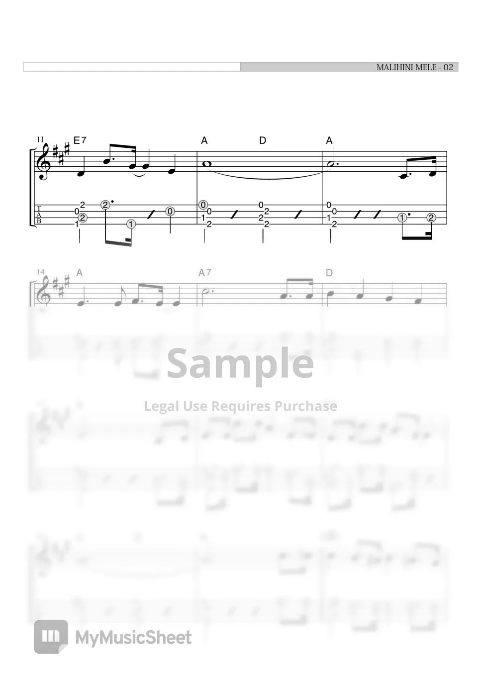 MALIHINI MELE (Yuji Igarashi Ukulele Solo) Sheets by Far East Island Record