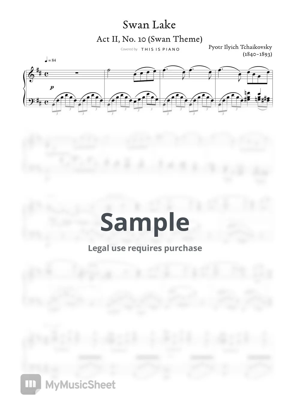 P.I.Tchaikovsky Swan Lake (Act II, No.10 (Swan Theme)) Sheets by THIS
