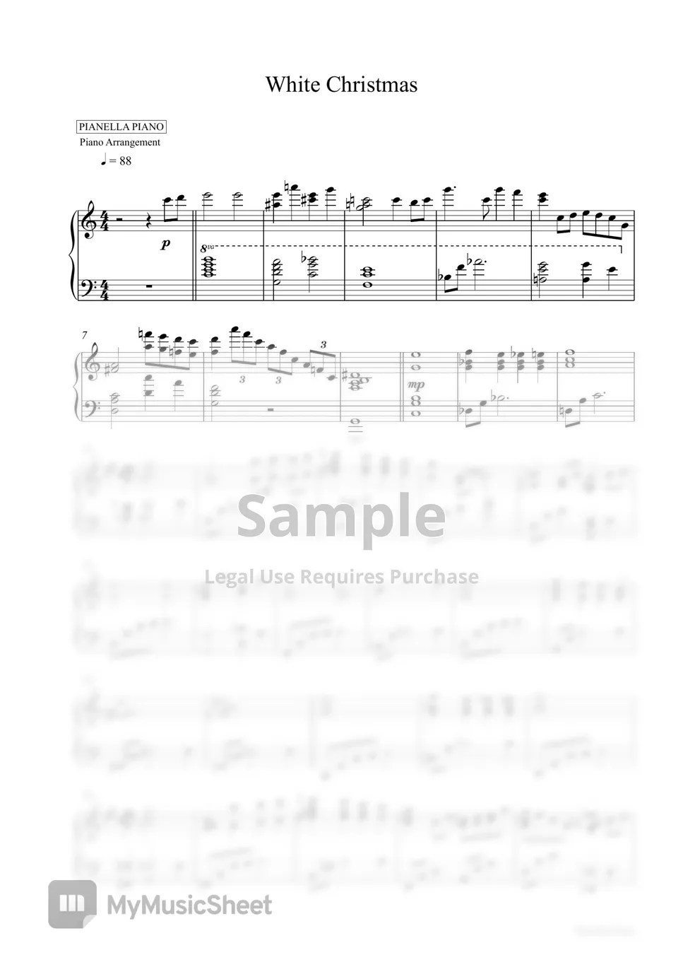White Christmas (Piano Sheet) Sheets by Pianella Piano
