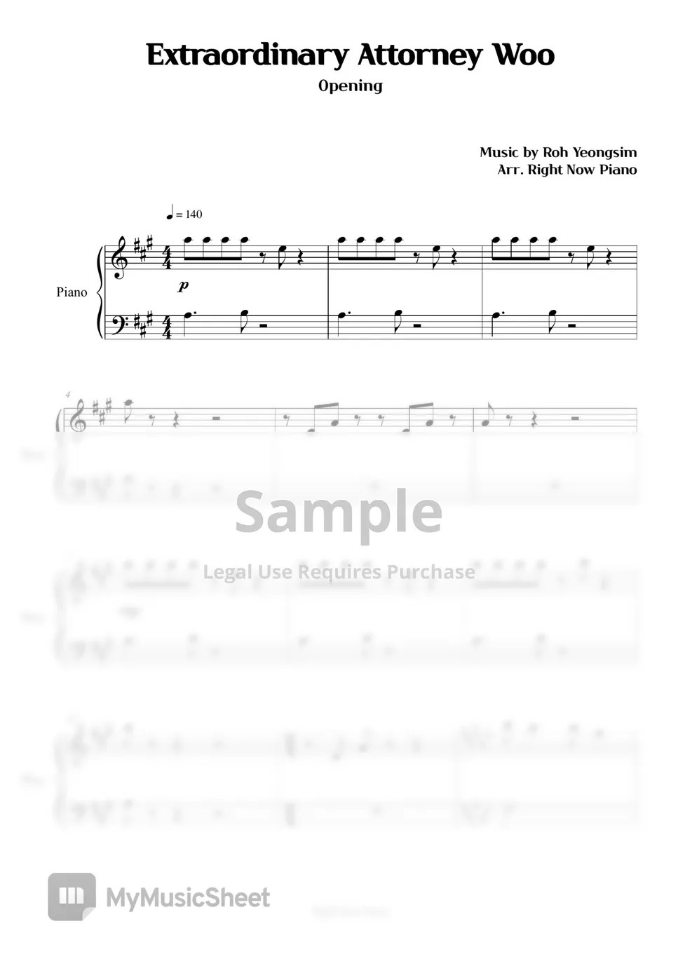 Extraordinary Attorney Woo Opening Sheets by Right Now Piano
