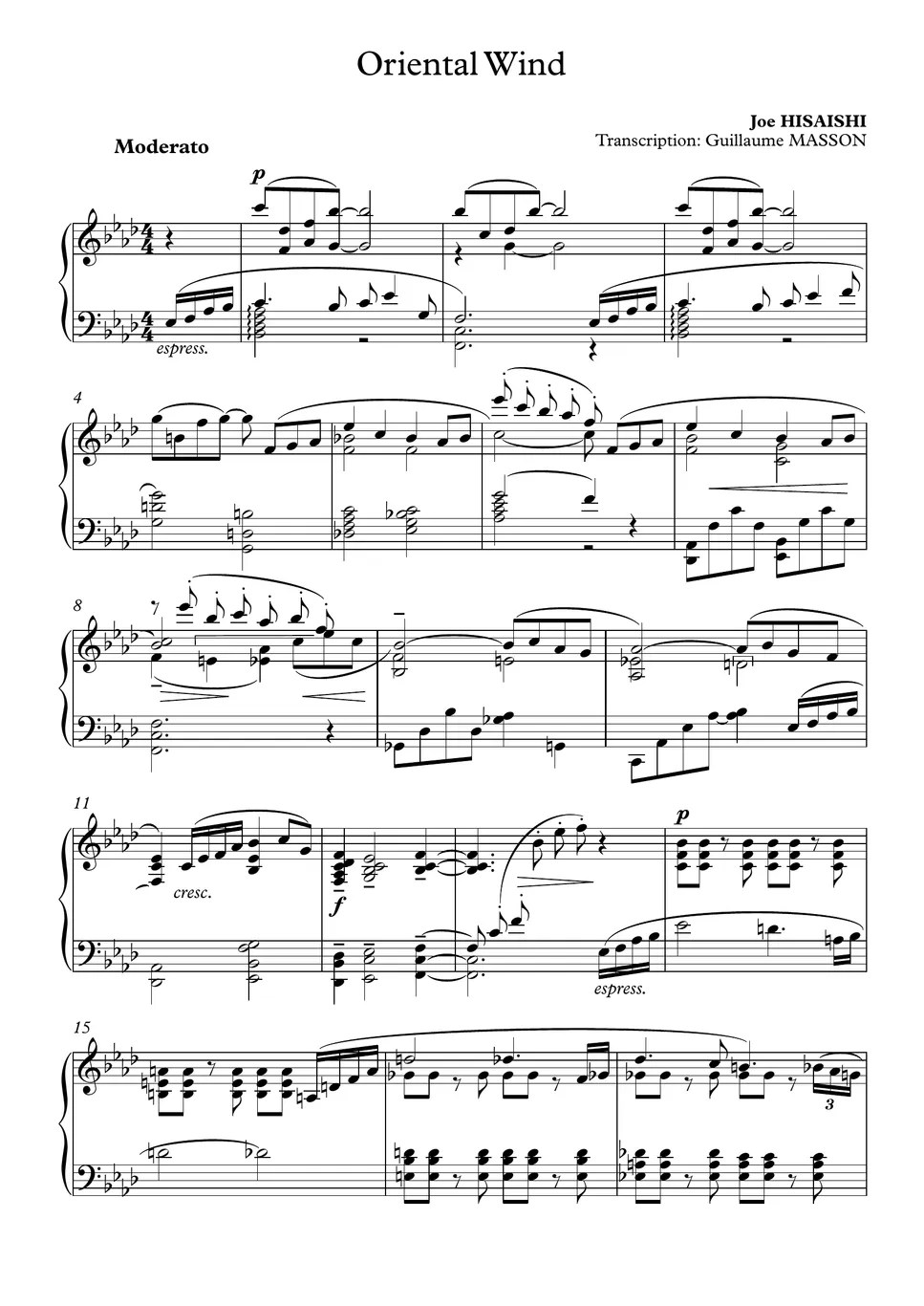 Joe Hisaishi Oriental Wind 악보 by Guillaume Masson