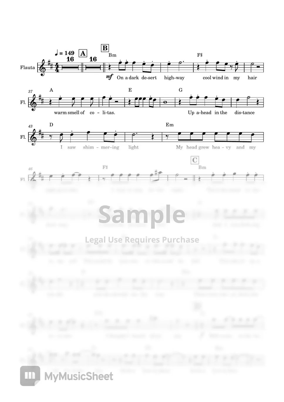 The Eagles Hotel California (voice transcription) Sheets by Thec P