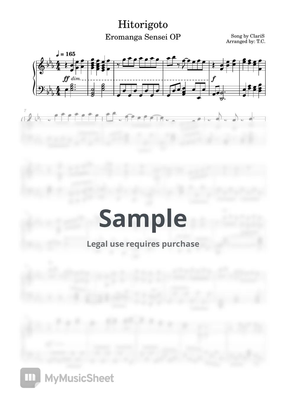 ClariS Hitorigoto 악보 by T.C.