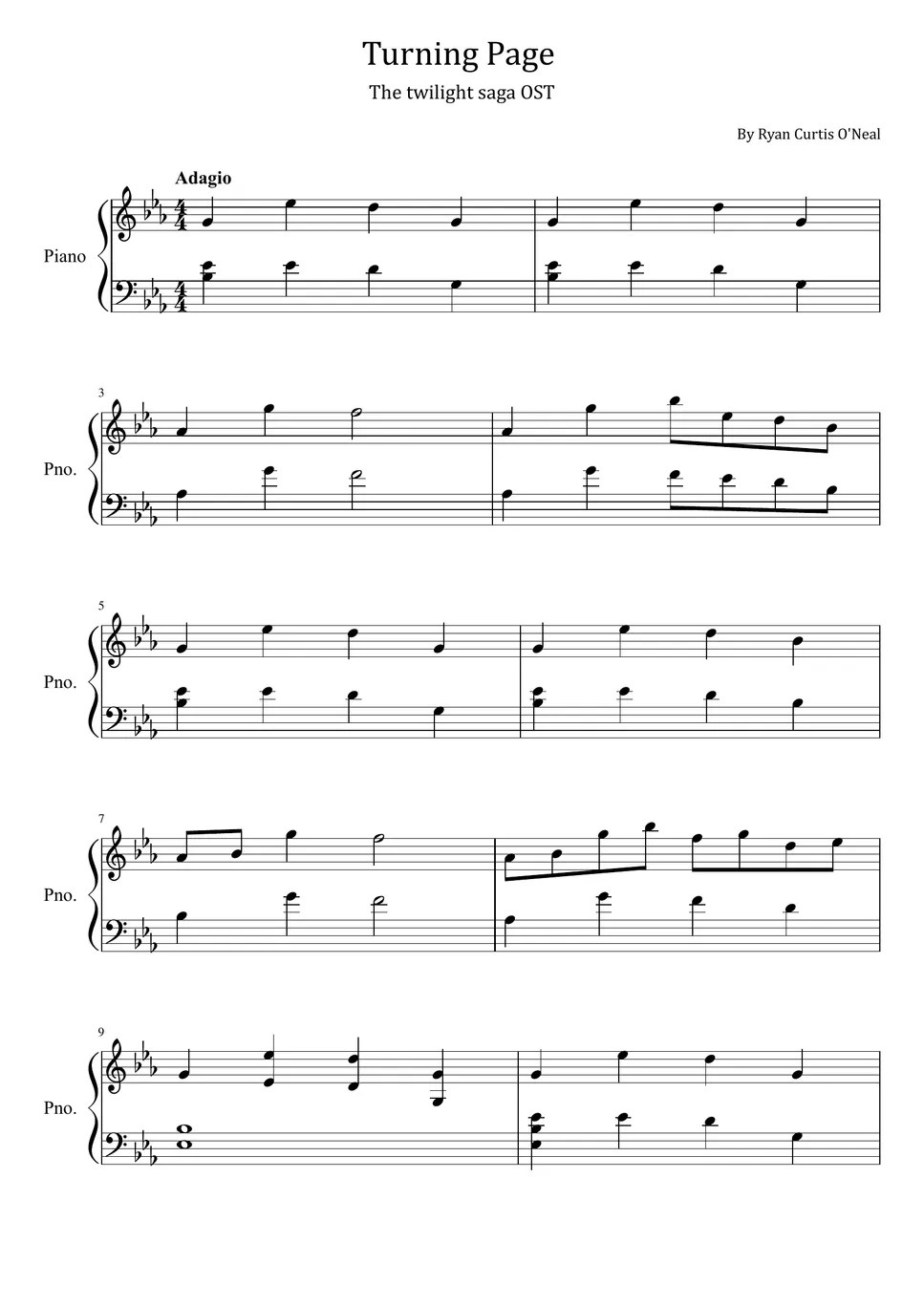 Ryan Curtis O'neal Turning Page (Sleeping at last The twilight saga