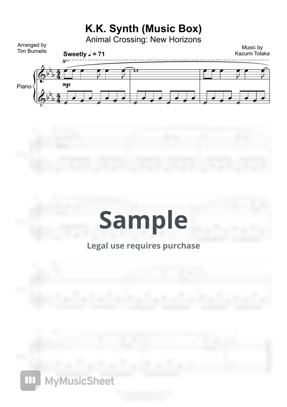 Animal Crossing New Horizons K.K. Synth (Music Box) Sheets by Tim