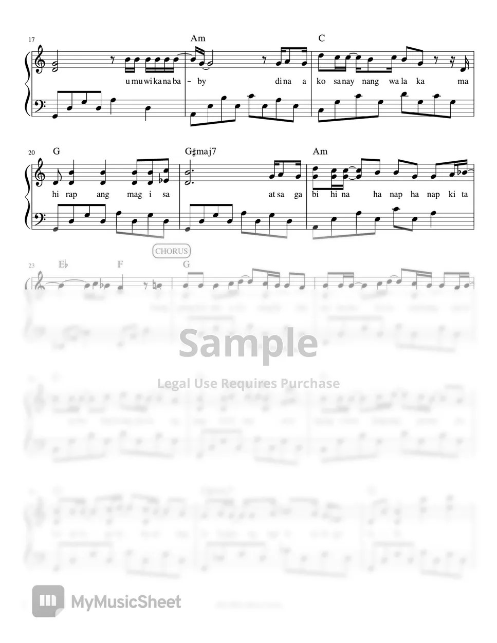 Orange and Lemons Hanggang Kailan (piano sheet music) Sheet by Mel's