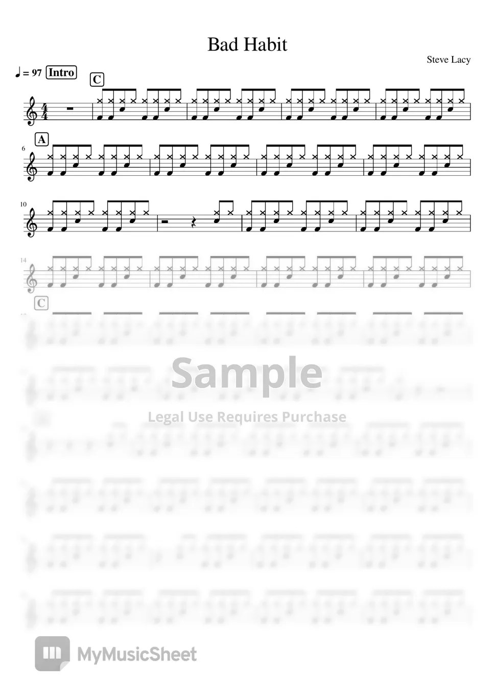 Steve Lacy Bad Habit Sheet by 썽이