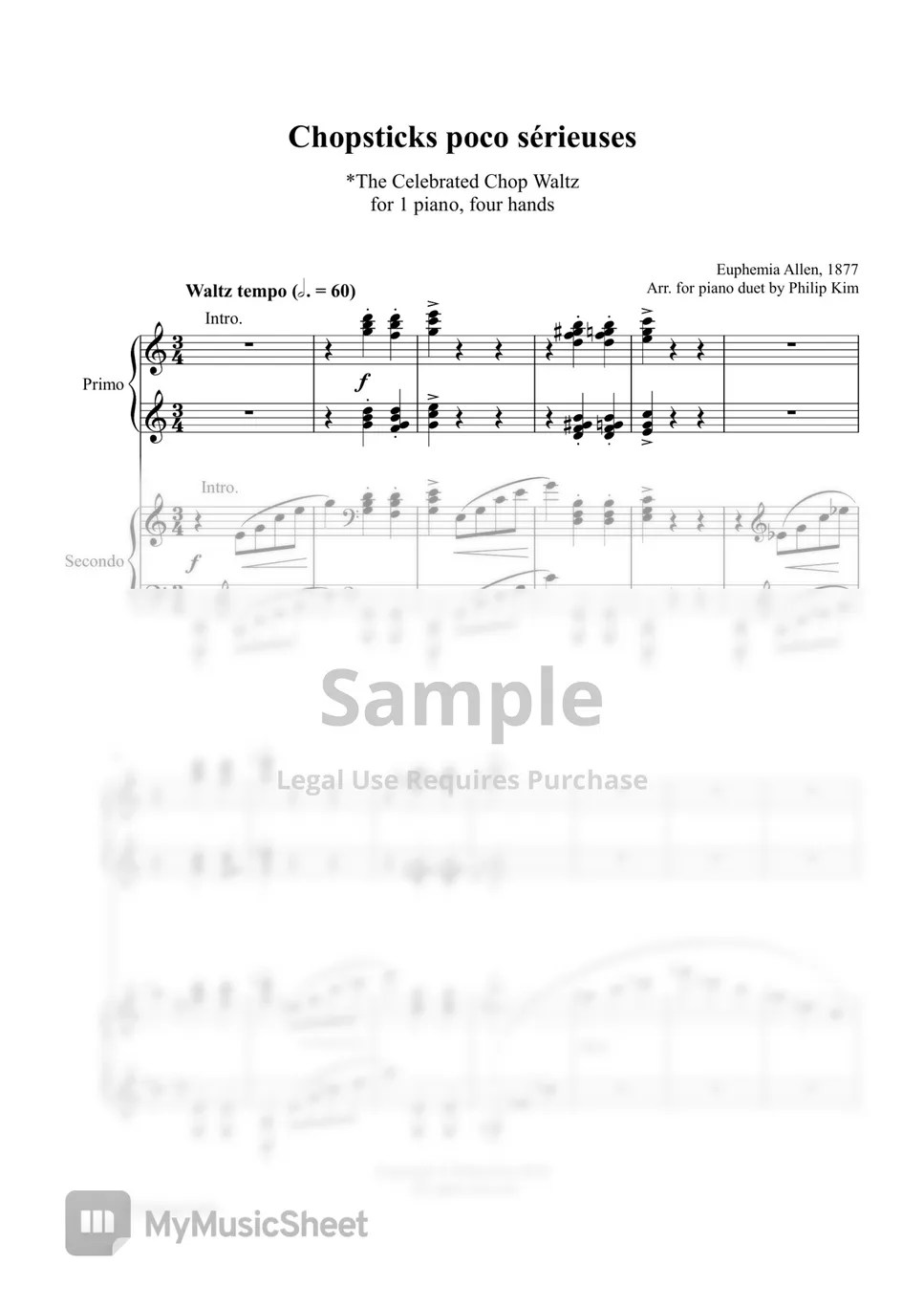 Euphemia Allen Chopsticks poco sérieuses (Piano Duet) 악보 by Philip Kim