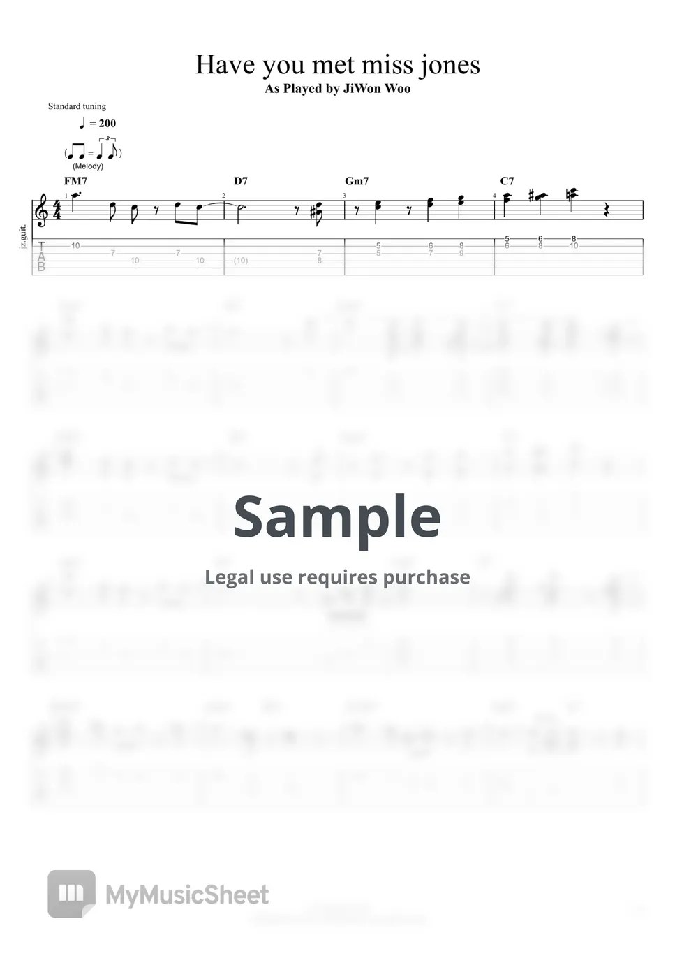 재즈기타 - have you met miss jones (기타입시초견문제) Sheets by 우지원