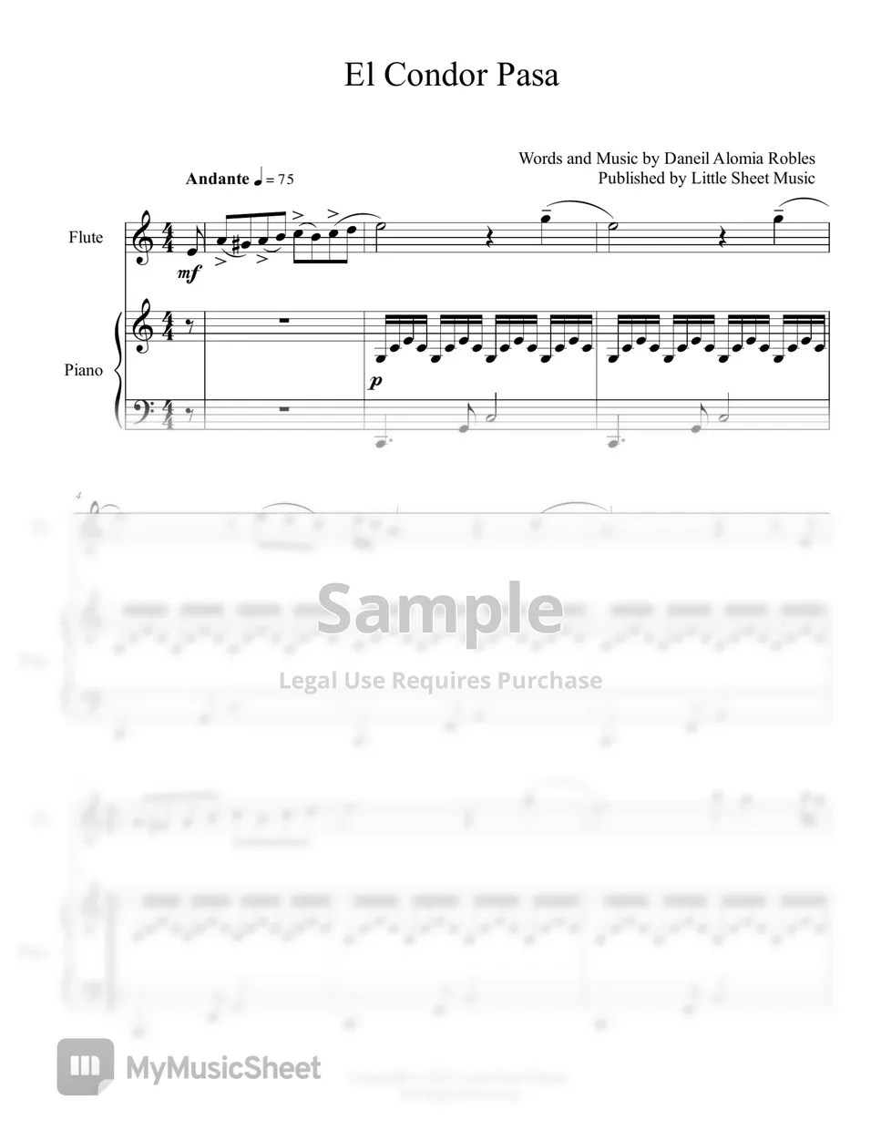 Traditional El Condor Pasa (Flute Solo with Piano 악보