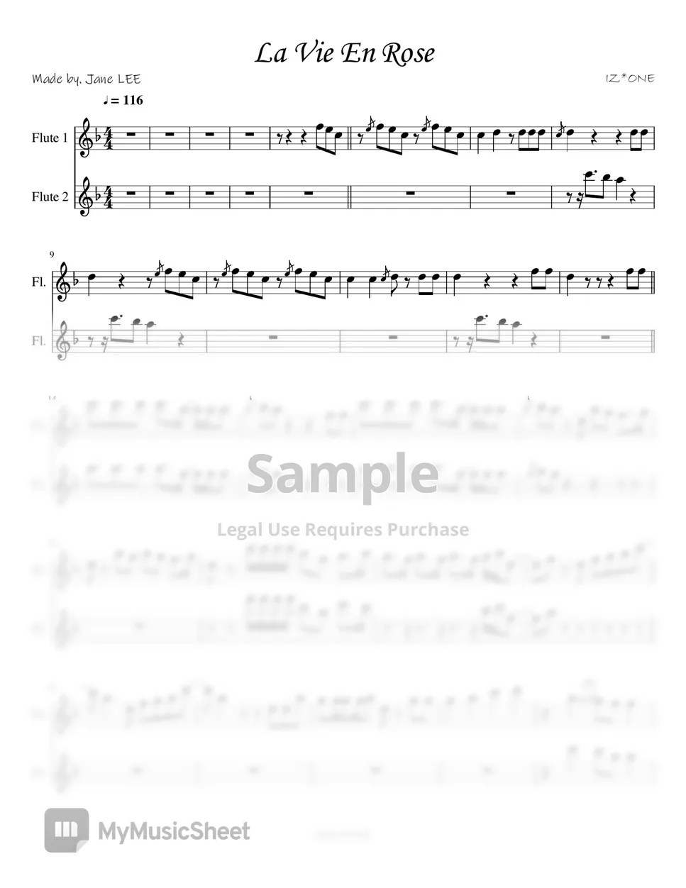 IZ*ONE(아이즈원) La Vie en Rose(라비앙로즈) แผ่น by JaneFlute