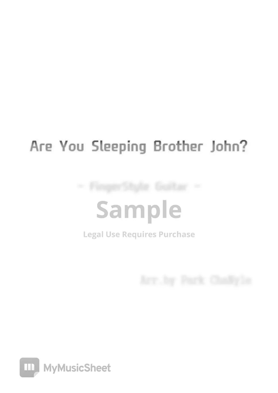Nursery Rhyme Are You Sleeping Brother John? (FingerStyle) Tab