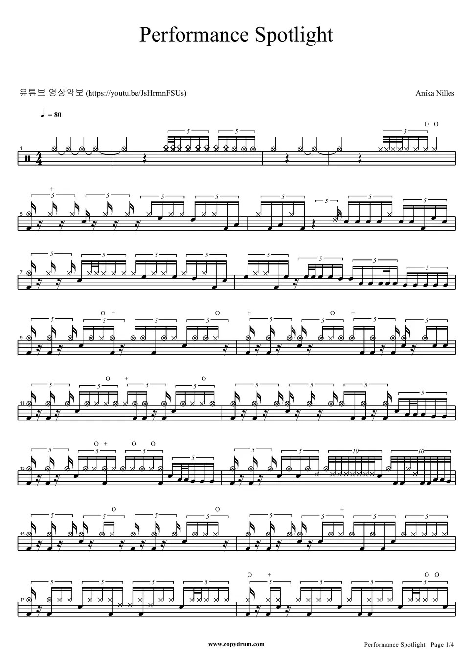 Anika Nilles Performance Spotlight Sheets by COPYDRUM