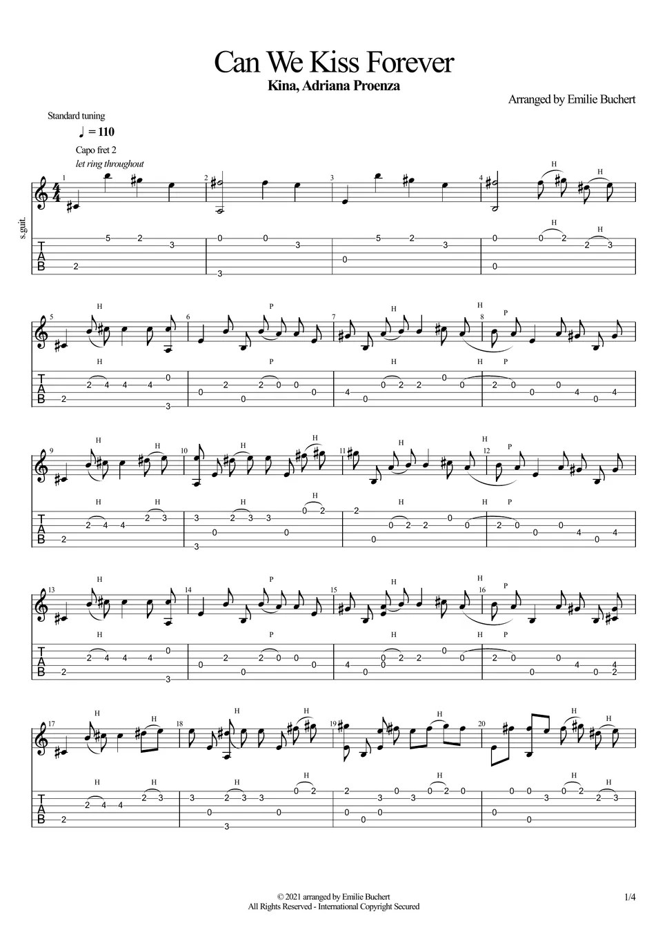 Kina, Adriana Proeza Can We Kiss Forever? Sheets by Emilie Buchert