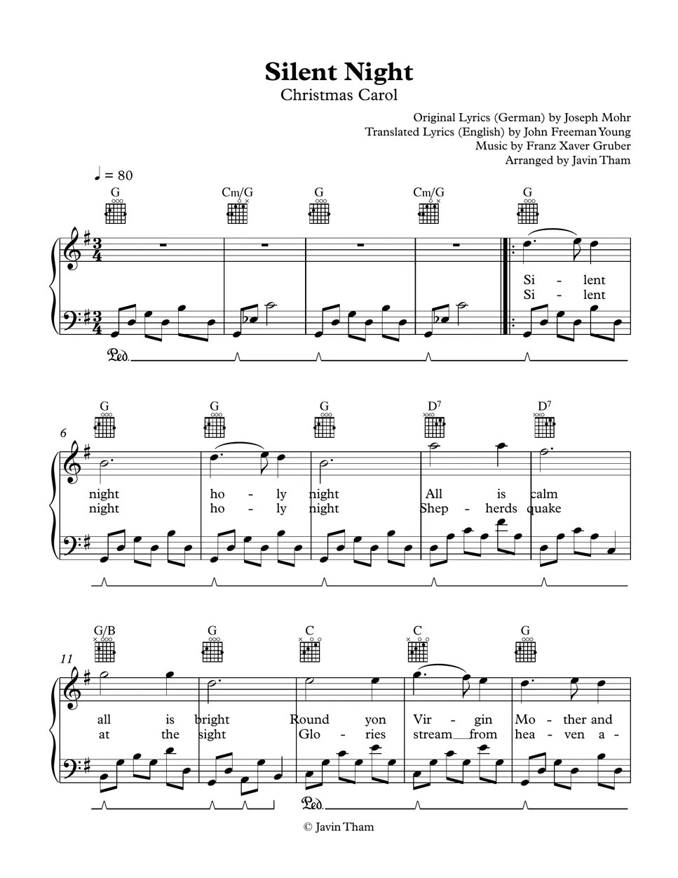 Silent Night 악보 by Javin Tham