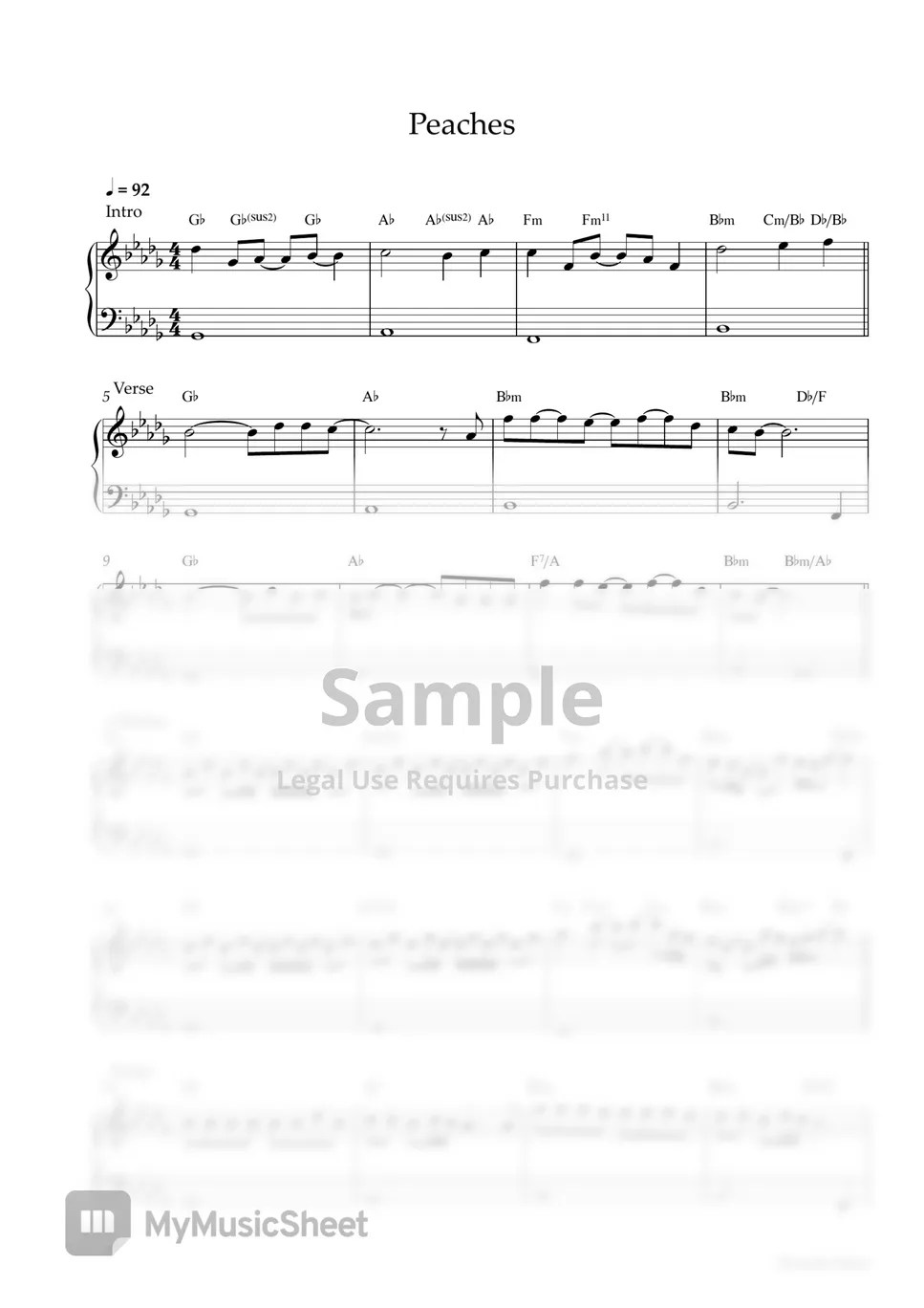 Jack Black (Bowser) Peaches (EASY PIANO SHEET) Sheets by Pianella Piano