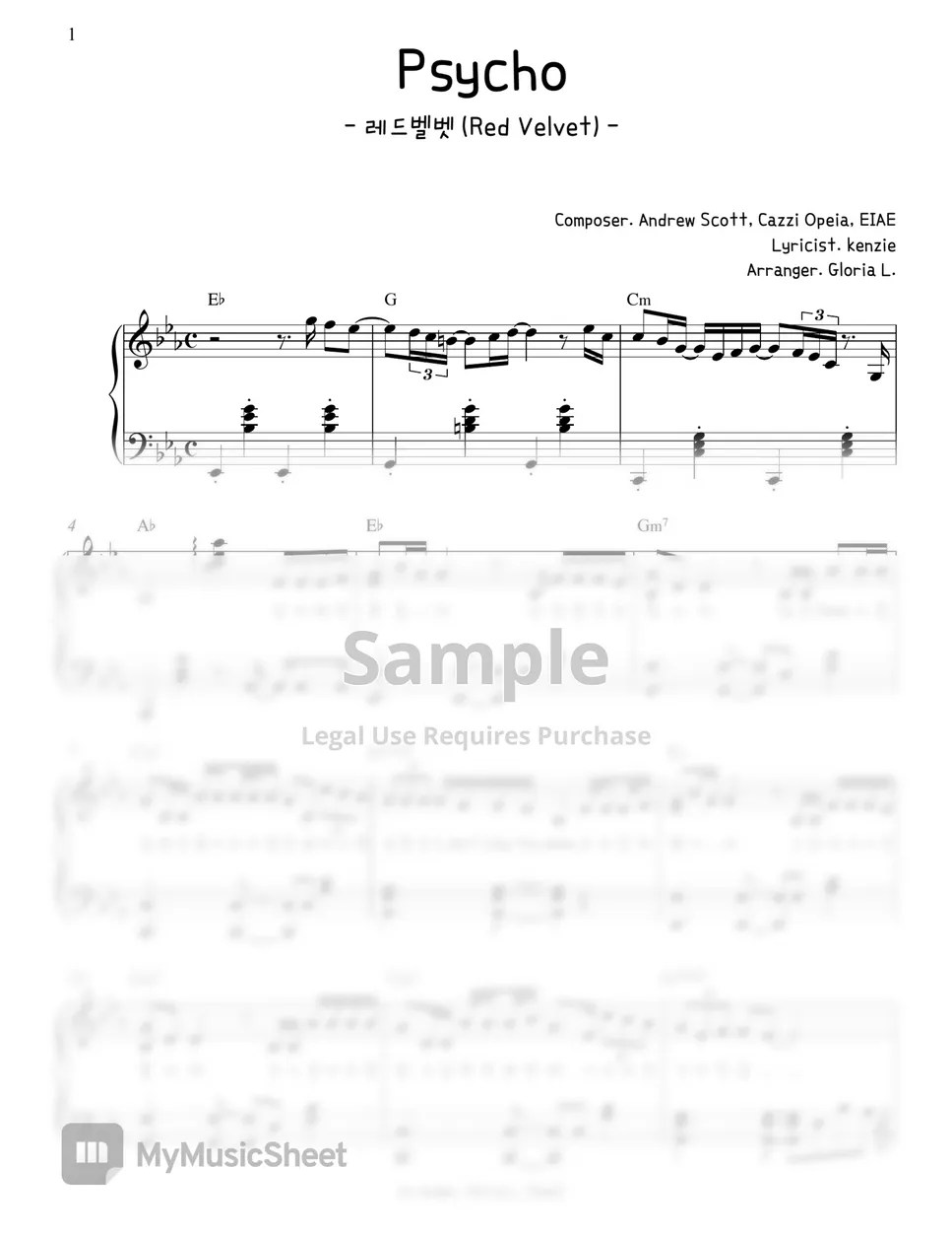 Red Velvet (레드벨벳) Psycho Sheets by Gloria L.