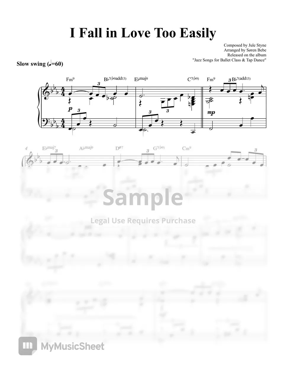 Jule Styne I Fall in Love too Easily (Piano solo) 악보 by Soren Bebe