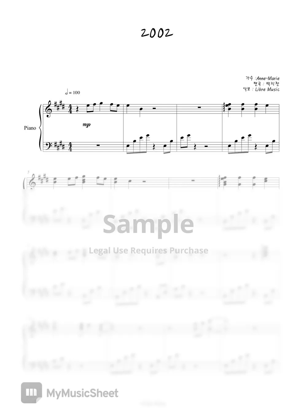 AnneMarie 2002 악보 by JichanPark