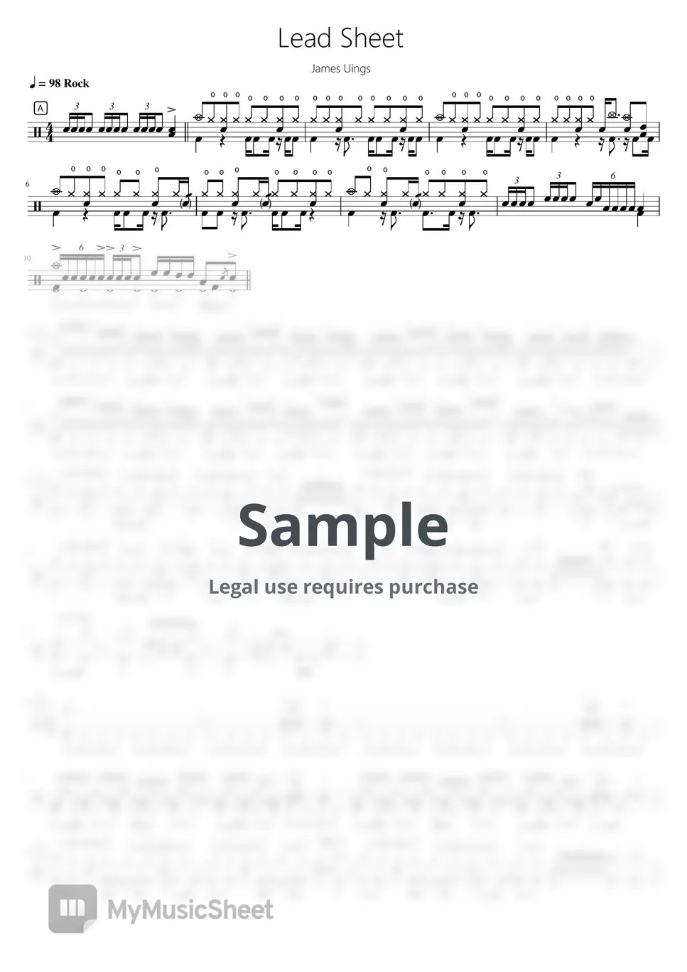 James Uings Lead Sheet【Rock school Lv8】 악보 by 看哦爱随风