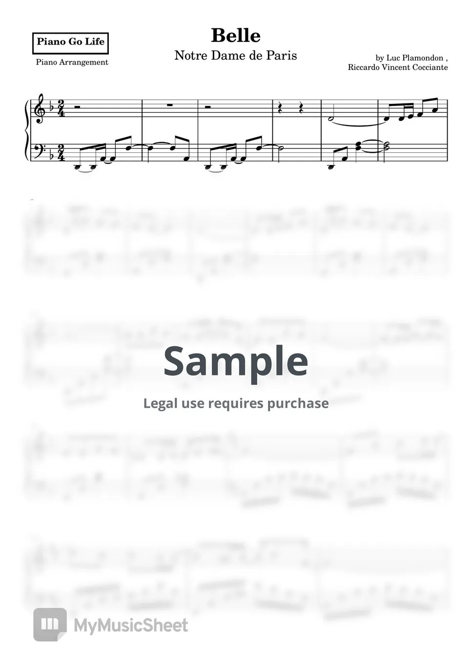 Notre Dame De Paris Belle Sheets by Piano Go Life