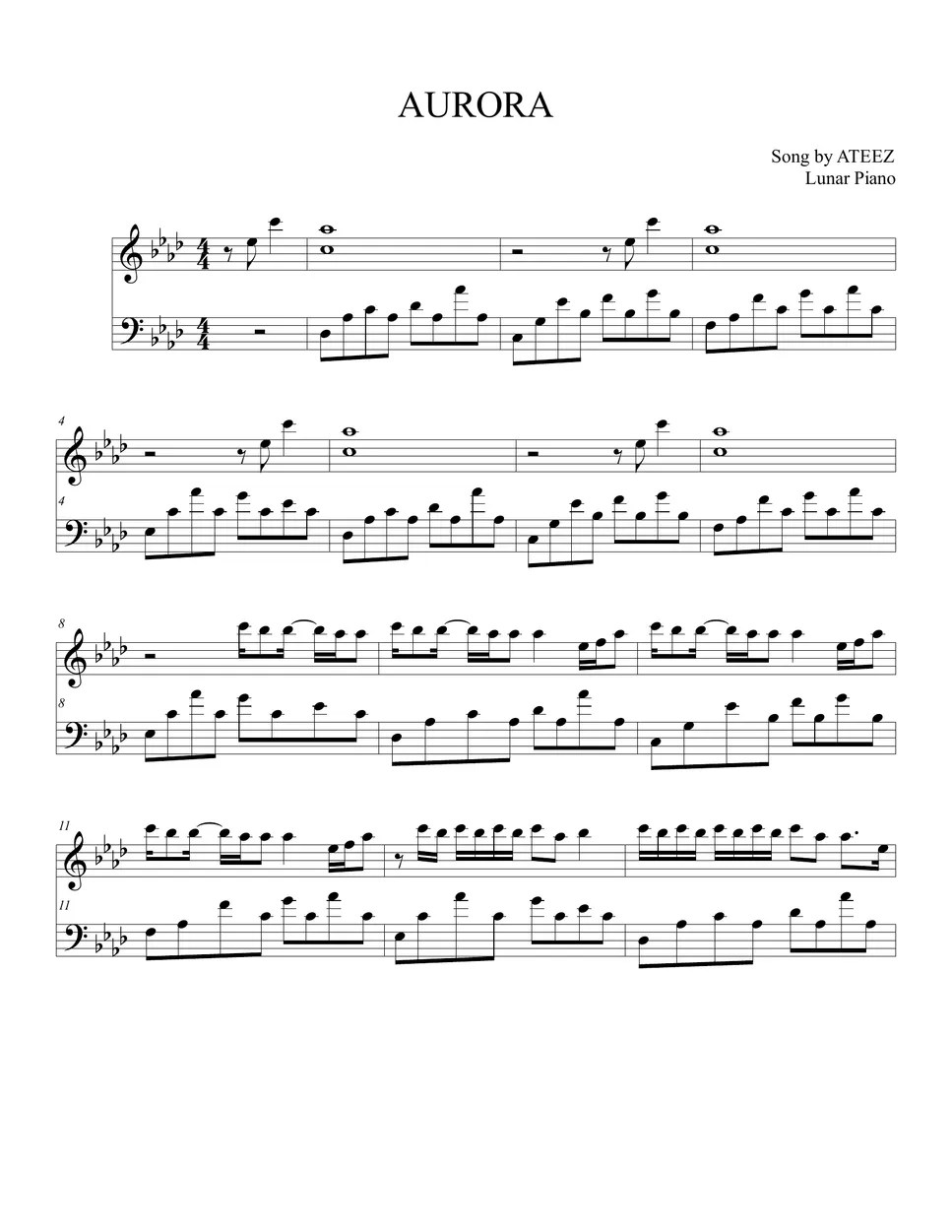 ATEEZ AURORA Sheet by Lunar Piano
