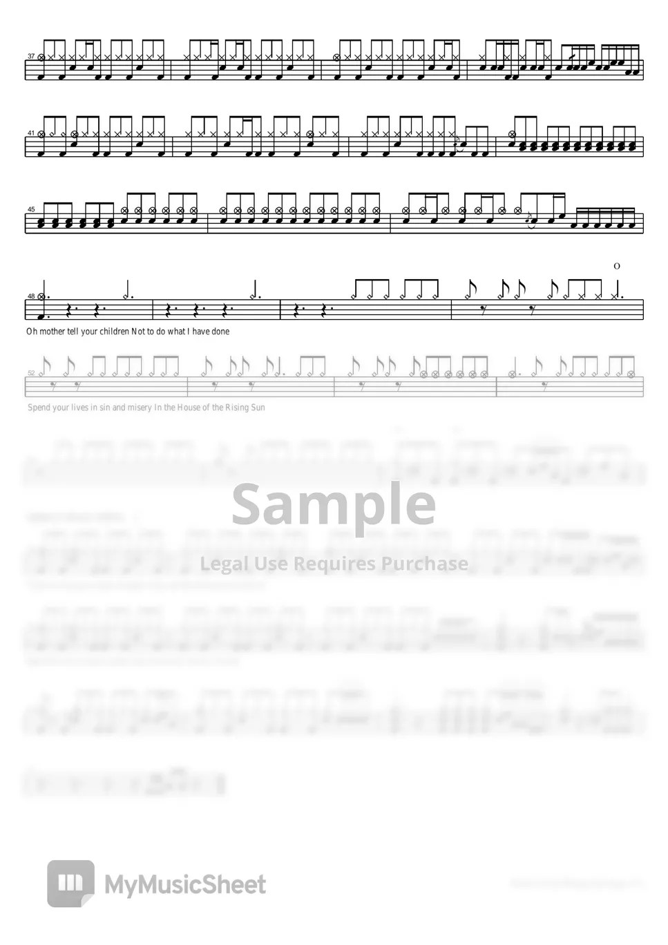 The Animals House of the Rising Sun (Cover) at Soundcheck Live Sheets