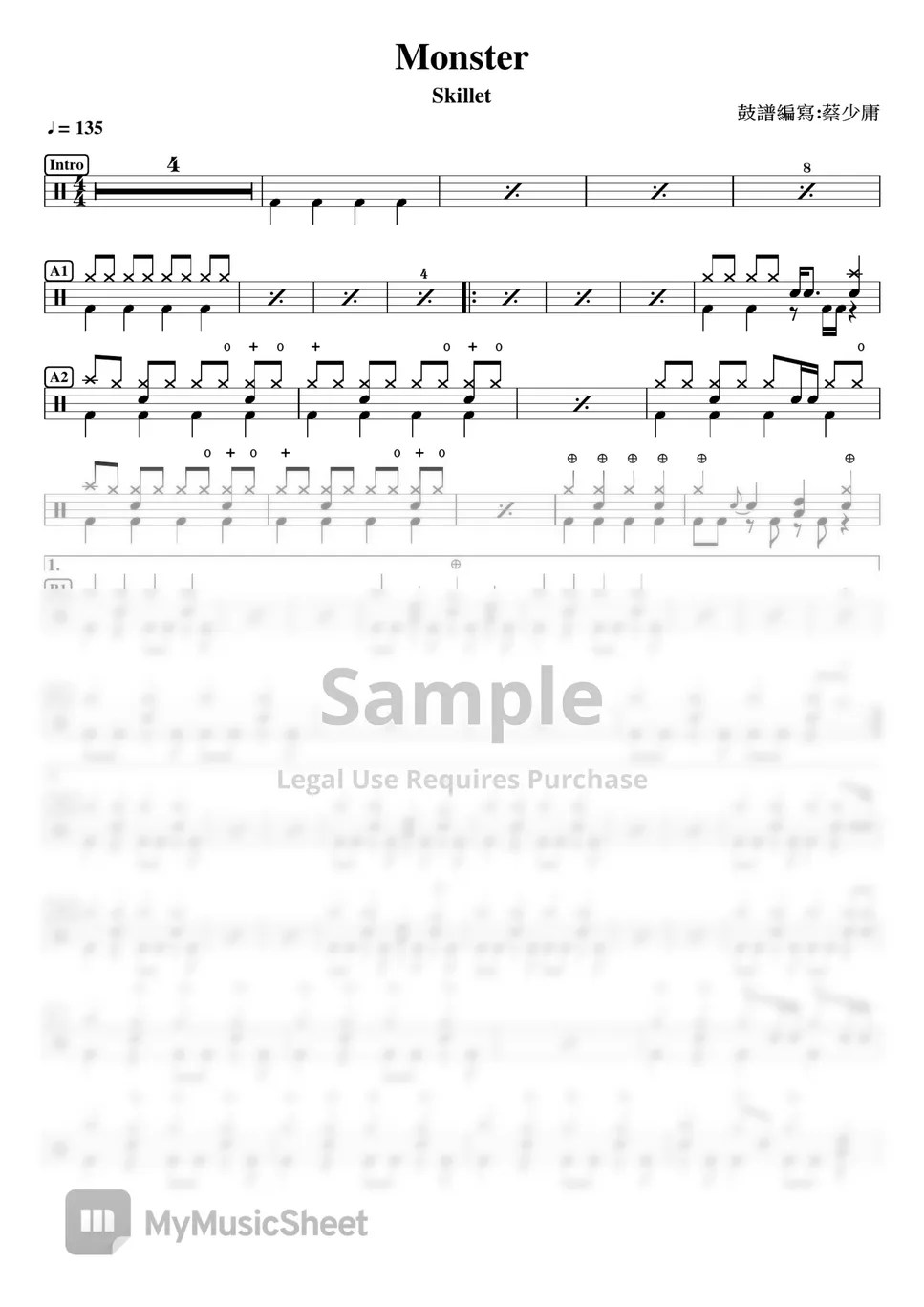 Skillet Monster Sheets by DrummerFrank