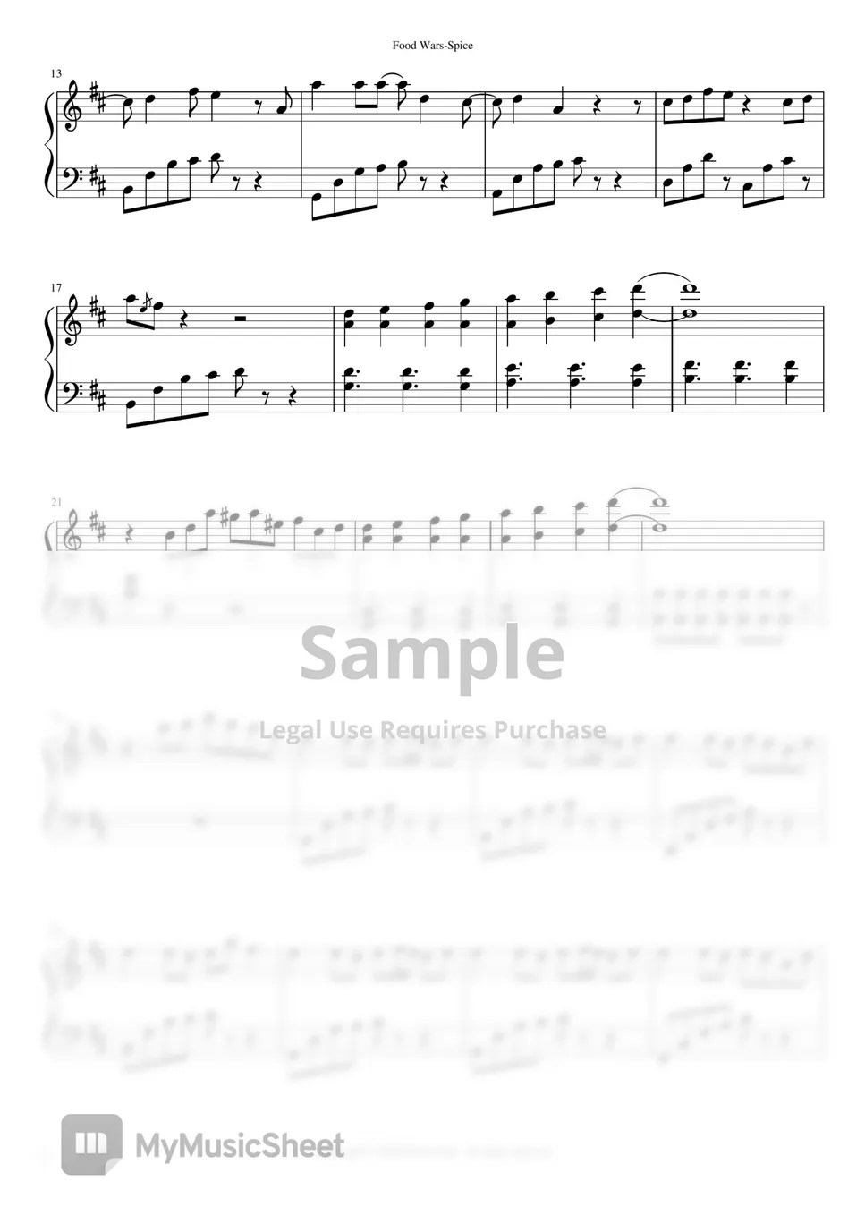 JAnimation Food War! Spice ("식극의 소마" 엔딩곡) Sheet by Hanna