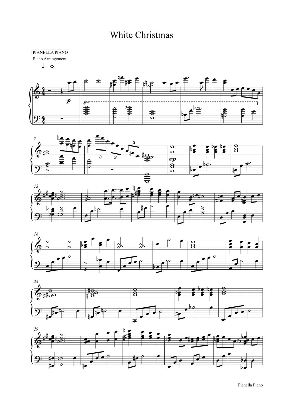 White Christmas (Piano Sheet) Sheet by Pianella Piano