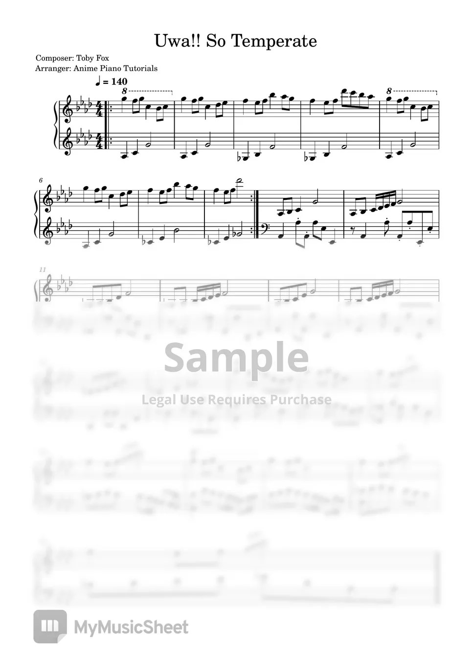 Undertale - Uwa!! So Temperate Sheets by Anime Piano Tutorials