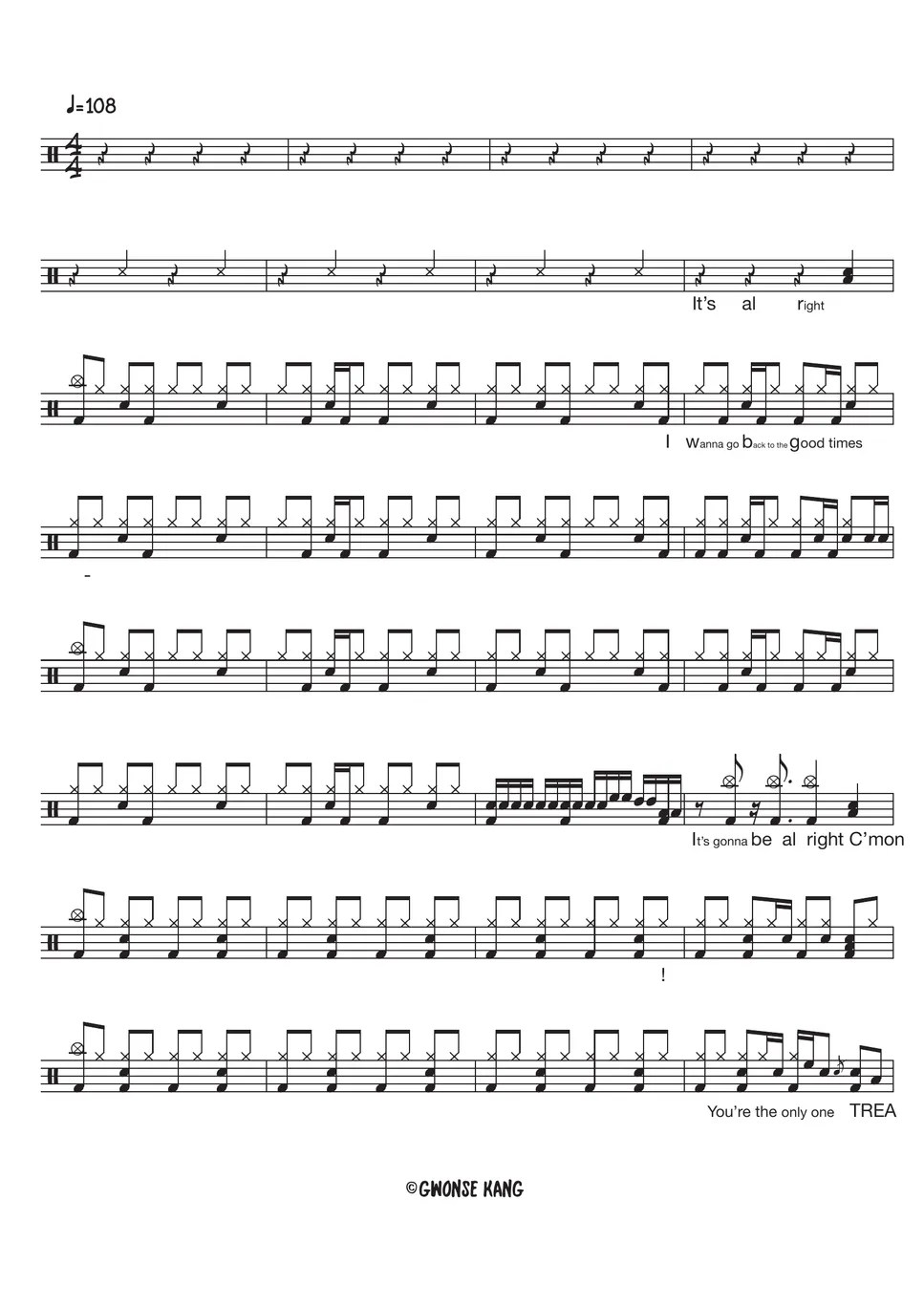 TREASURE MY TREASURE Sheets by Gwon's DrumLesson