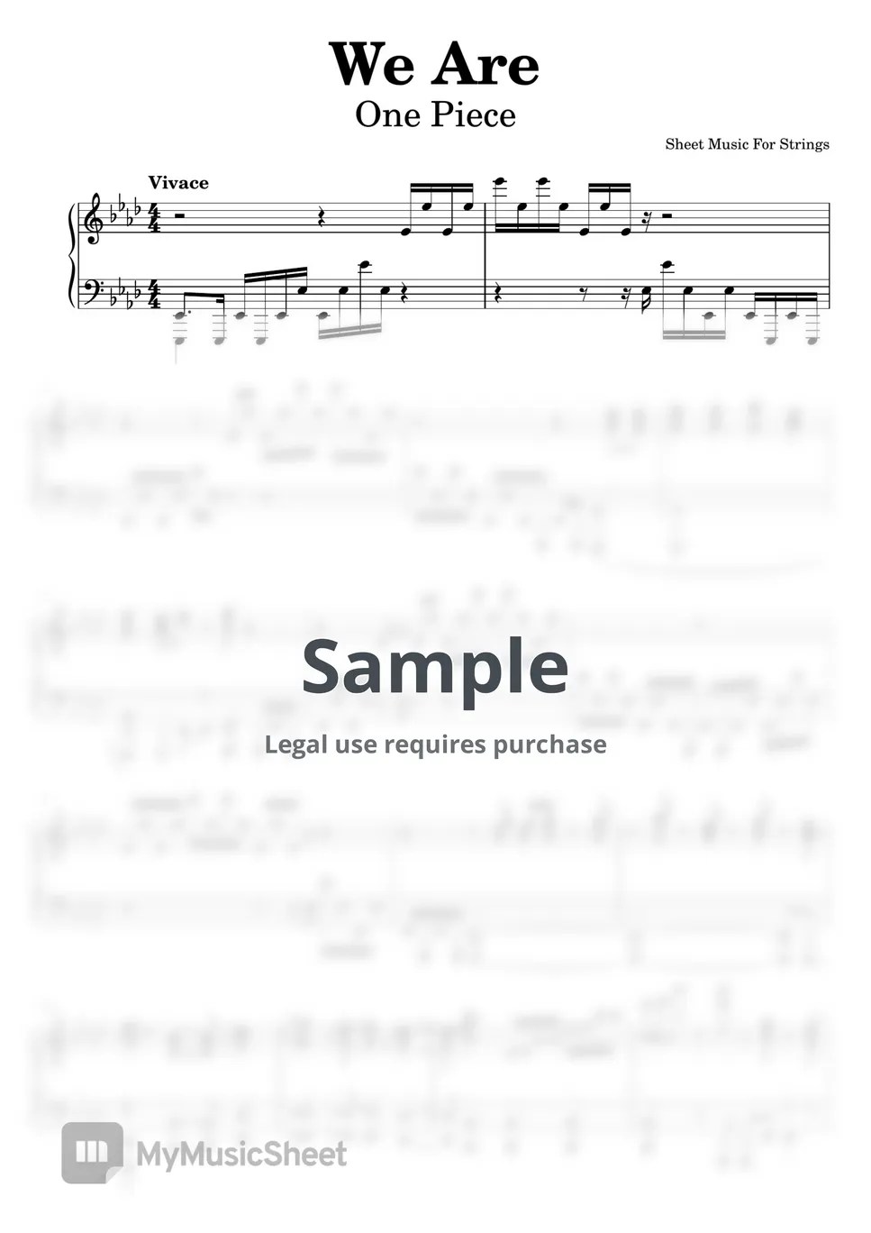 One Piece We Are! (Piano) Sheets by Sheet Music for string